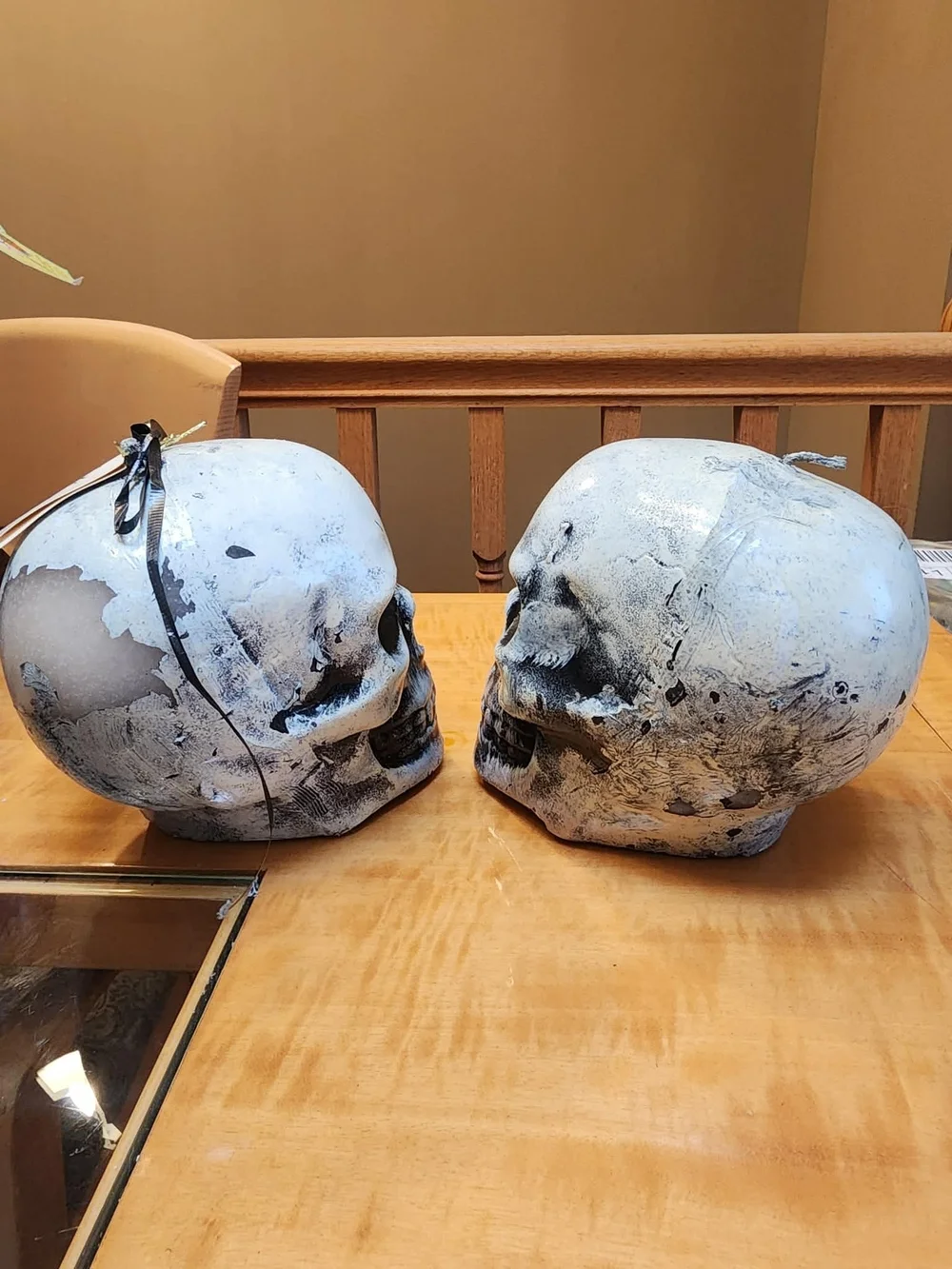 White and Black Decorative Skull Pair - Home Accents Candles & Holders